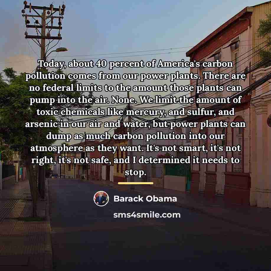 “Today, about 40 percent of America's carbon pollution comes from…” quote by Barack Obama