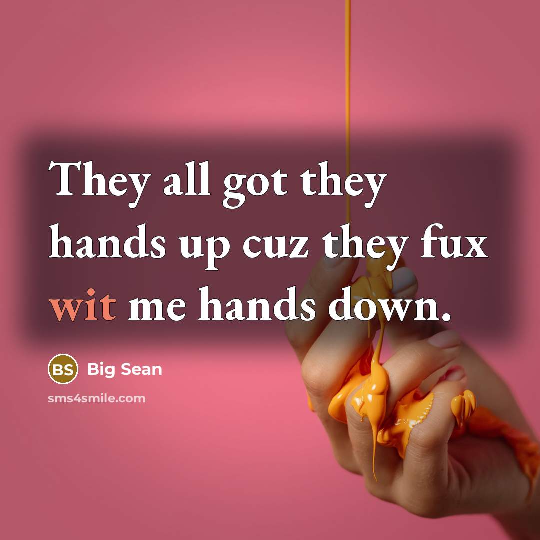 “They all got they hands up cuz they fux wit…” quote by Big Sean