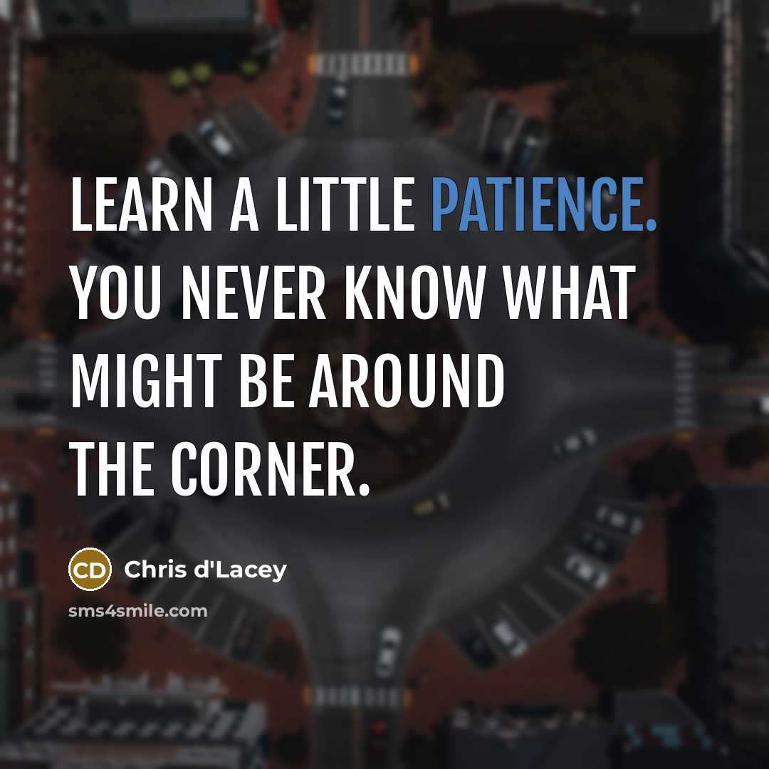 “Learn a little patience. You never know what might be…” quote by Chris d'Lacey