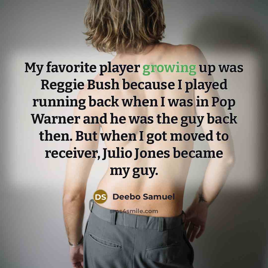 “My favorite player growing up was Reggie Bush because I…” quote by Deebo Samuel