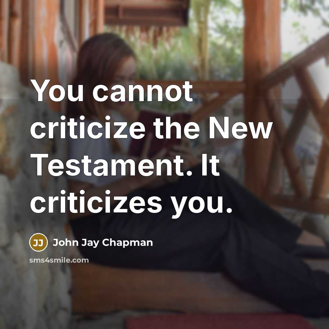 “You cannot criticize the New Testament. It criticizes you.…” quote by John Jay Chapman