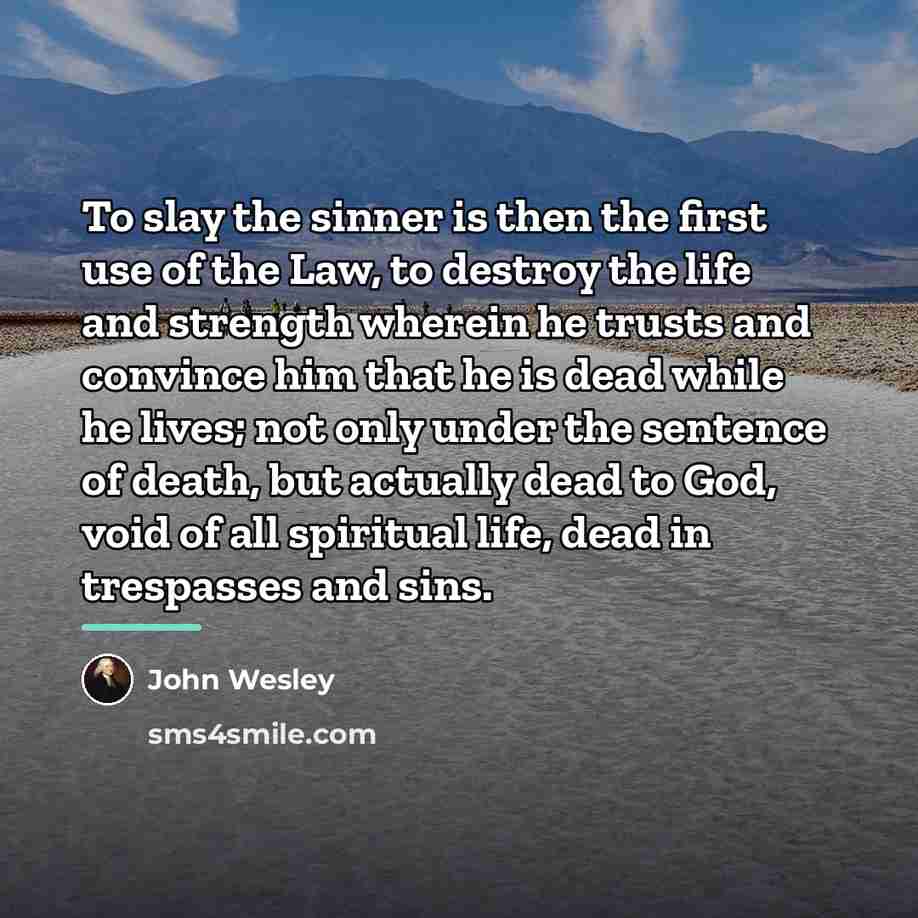 “To slay the sinner is then the first use of…” quote by John Wesley