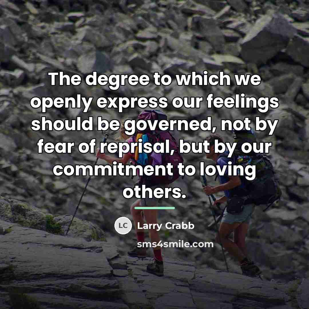 “The degree to which we openly express our feelings should…” quote by Larry Crabb