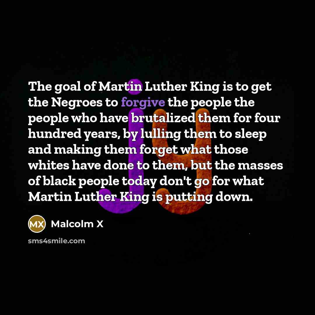 “The goal of Martin Luther King is to get the…” quote by Malcolm X