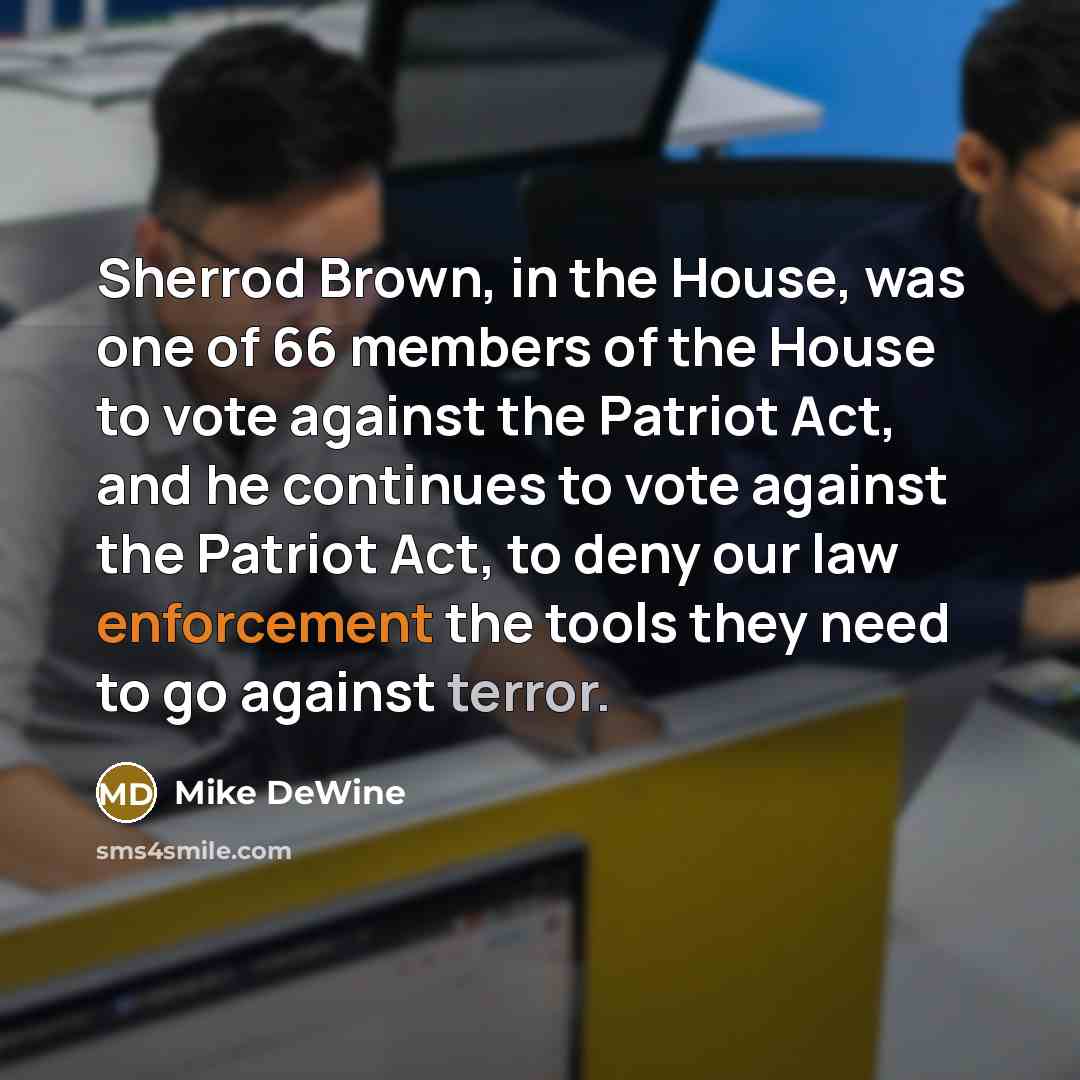 “Sherrod Brown, in the House, was one of 66 members…” quote by Mike DeWine
