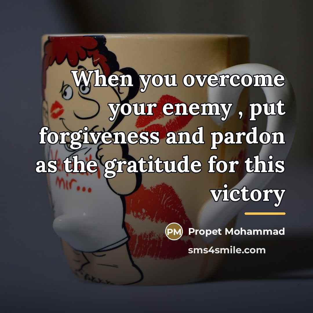 “When you overcome your enemy , put forgiveness and pardon…” quote by Propet Mohammad