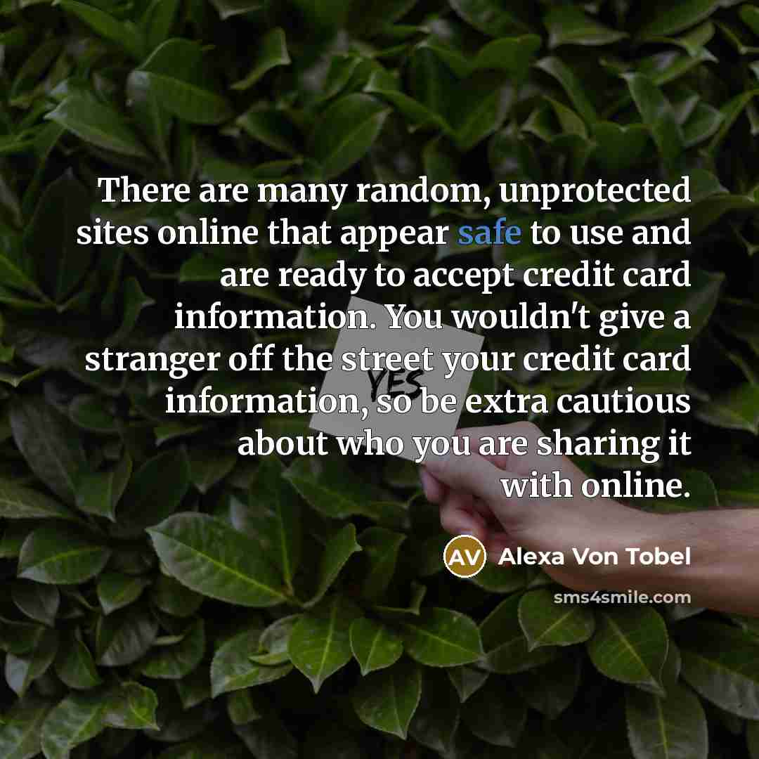 “There are many random, unprotected sites online that appear safe…” quote by Alexa Von Tobel