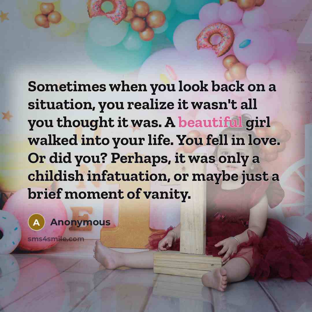 “Sometimes when you look back on a situation, you realize…” quote by Anonymous