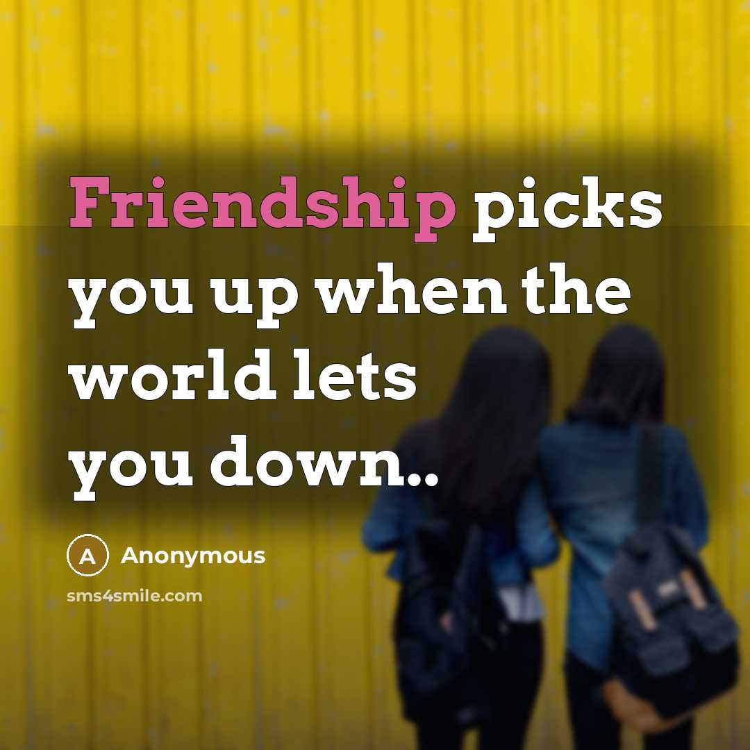 “Friendship picks you up when the world lets you down..…” quote by Anonymous