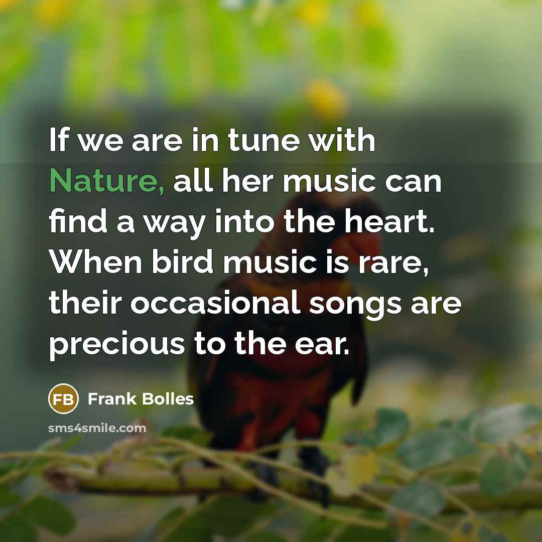 “If we are in tune with Nature, all her music…” quote by Frank Bolles