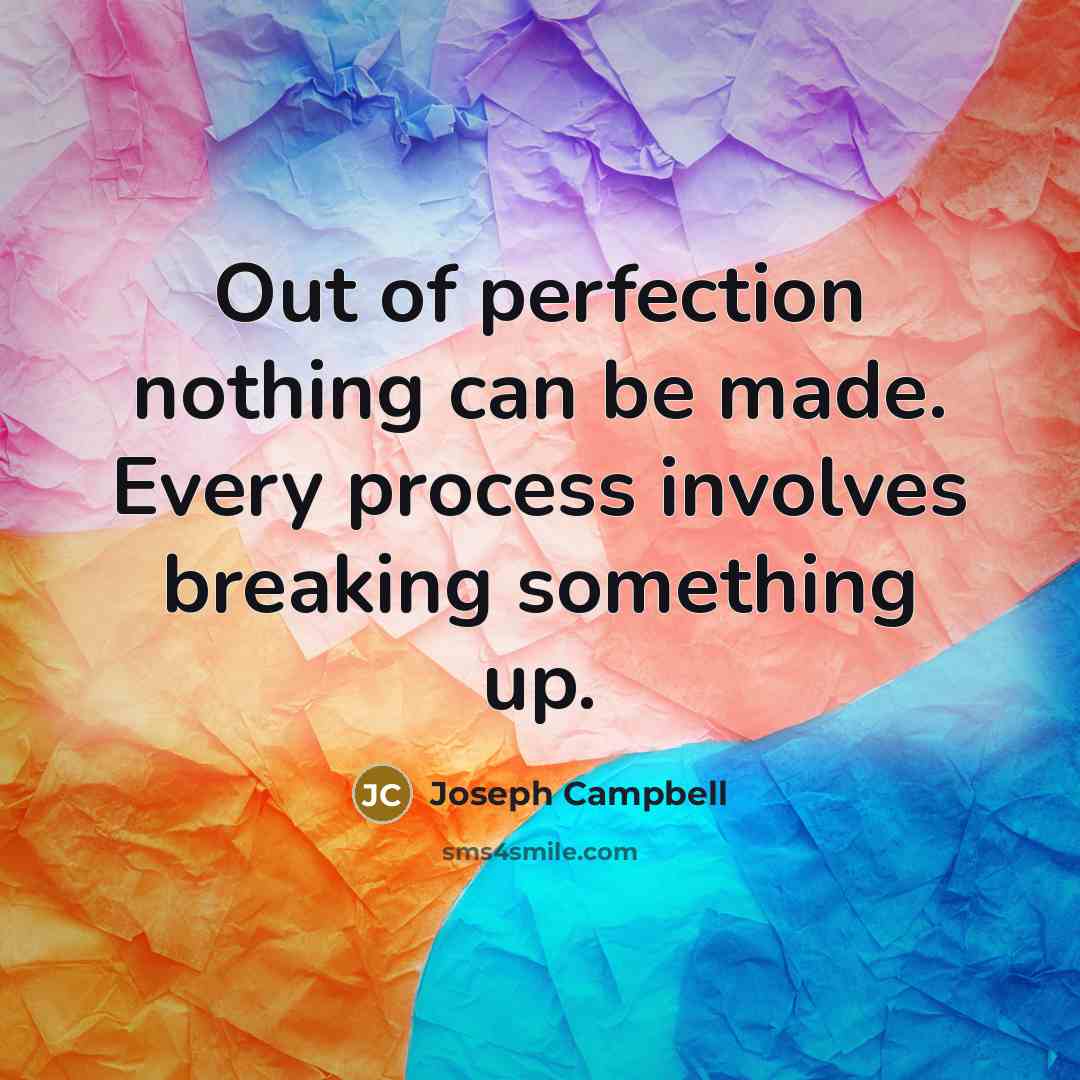 “Out of perfection nothing can be made. Every process involves breaking something up.” quote by Joseph Campbell