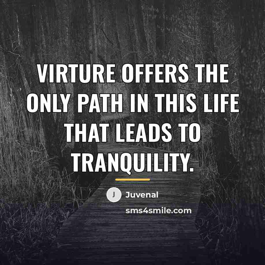 “Virture offers the only path in this life that leads…” quote by Juvenal