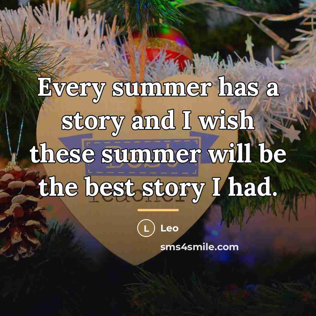 “Every summer has a story and I wish these summer…” quote by Leo