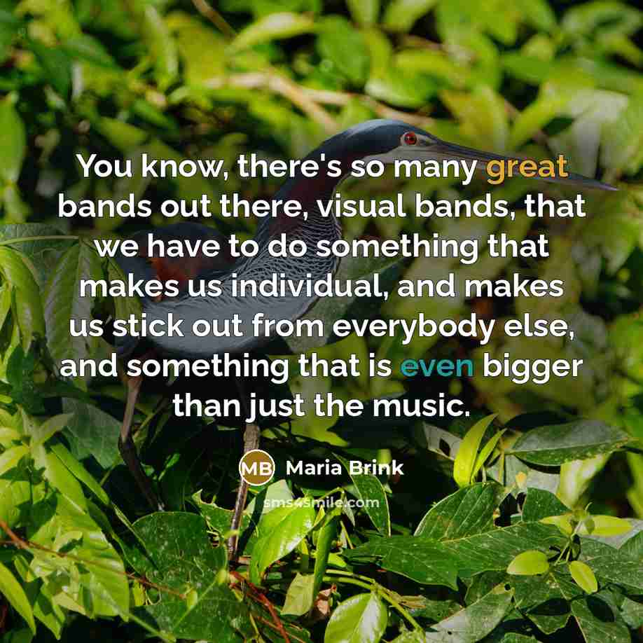 “You know, there's so many great bands out there, visual bands, that we have to do something that makes us individual, and makes us stick out from everybody else, and something that is even bigger than just the music.” quote by Maria Brink
