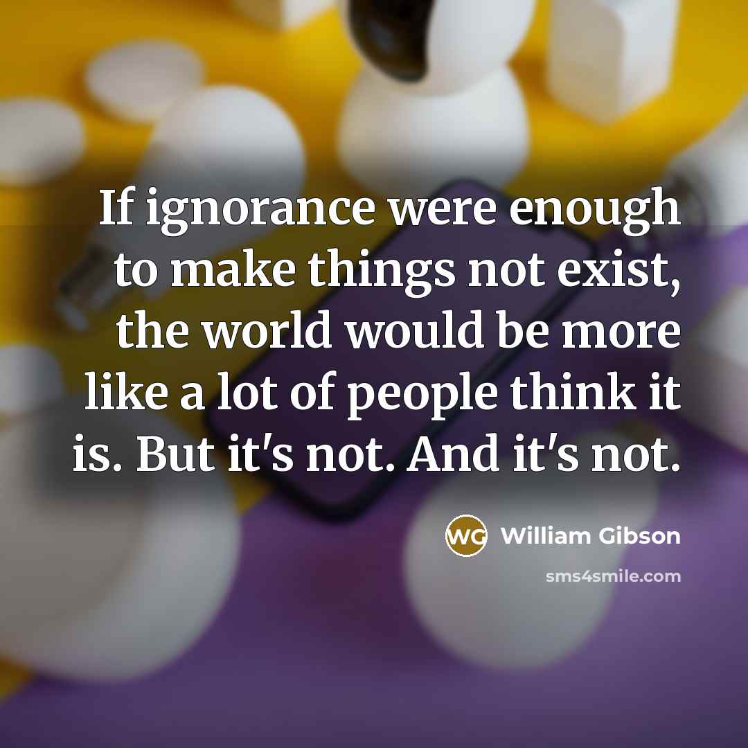 “If ignorance were enough to make things not exist, the…” quote by William Gibson
