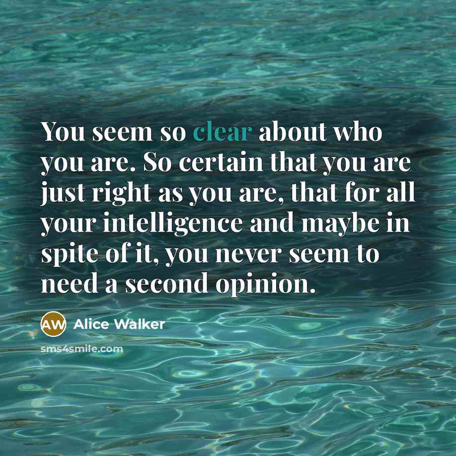 “You seem so clear about who you are. So certain…” quote by Alice Walker