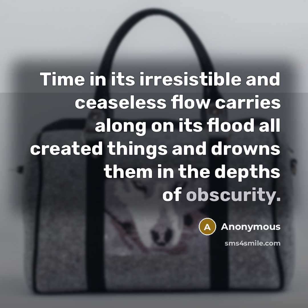 “Time in its irresistible and ceaseless flow carries along on…” quote by Anonymous