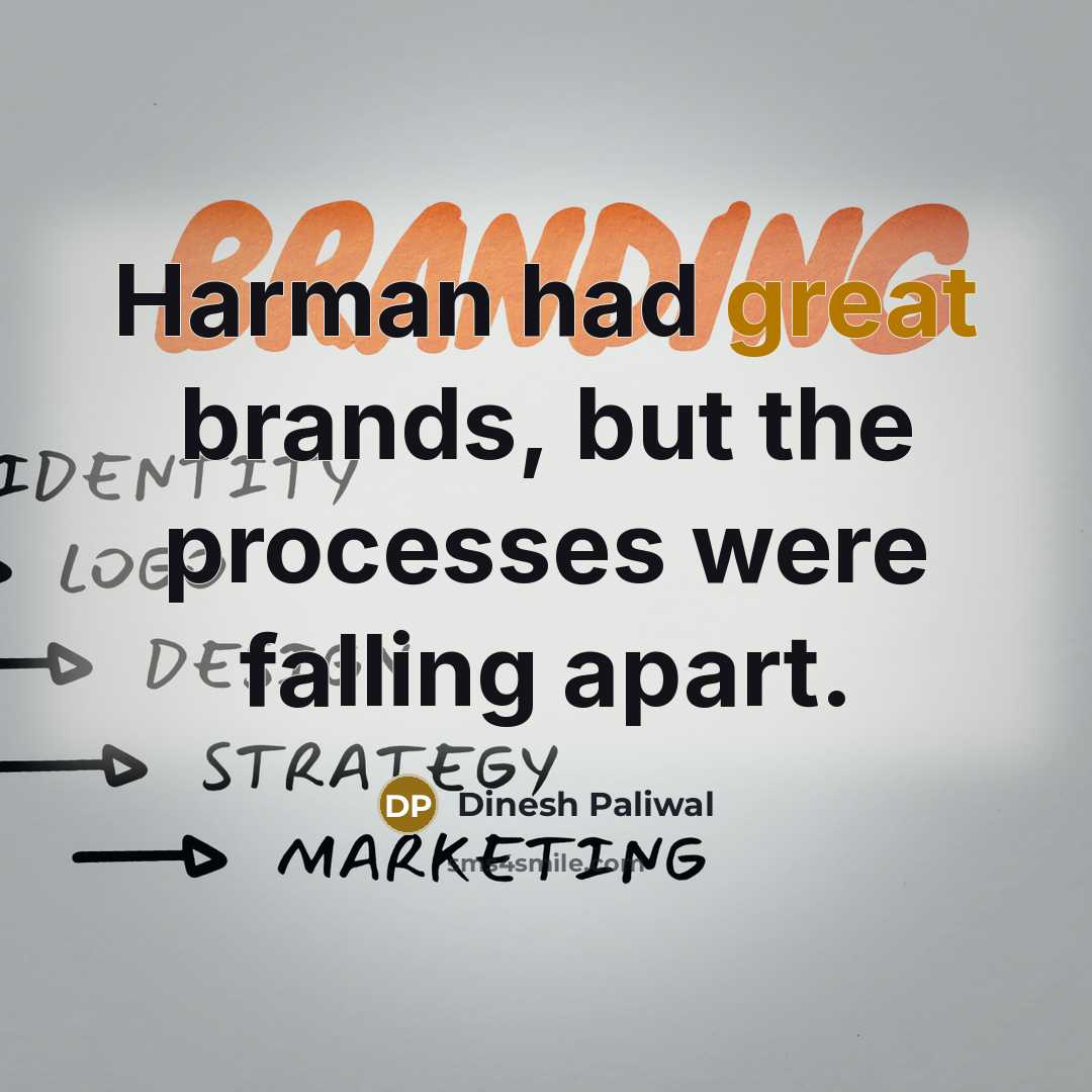 “Harman had great brands, but the processes were falling apart.…” quote by Dinesh Paliwal