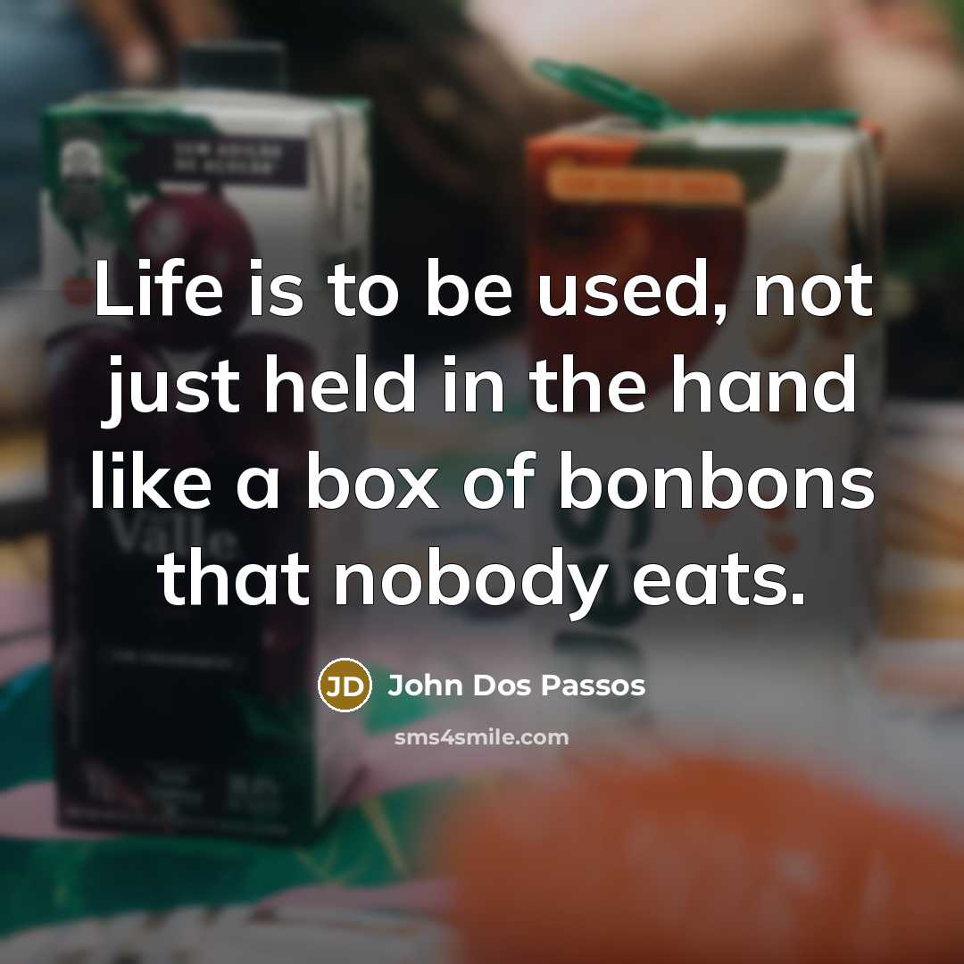 “Life is to be used, not just held in the…” quote by John Dos Passos