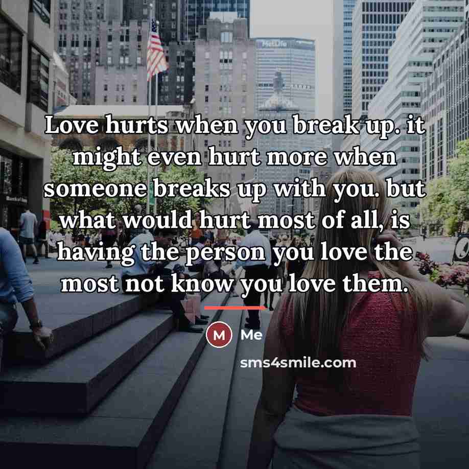 “Love hurts when you break up. it might even hurt…” quote by Me