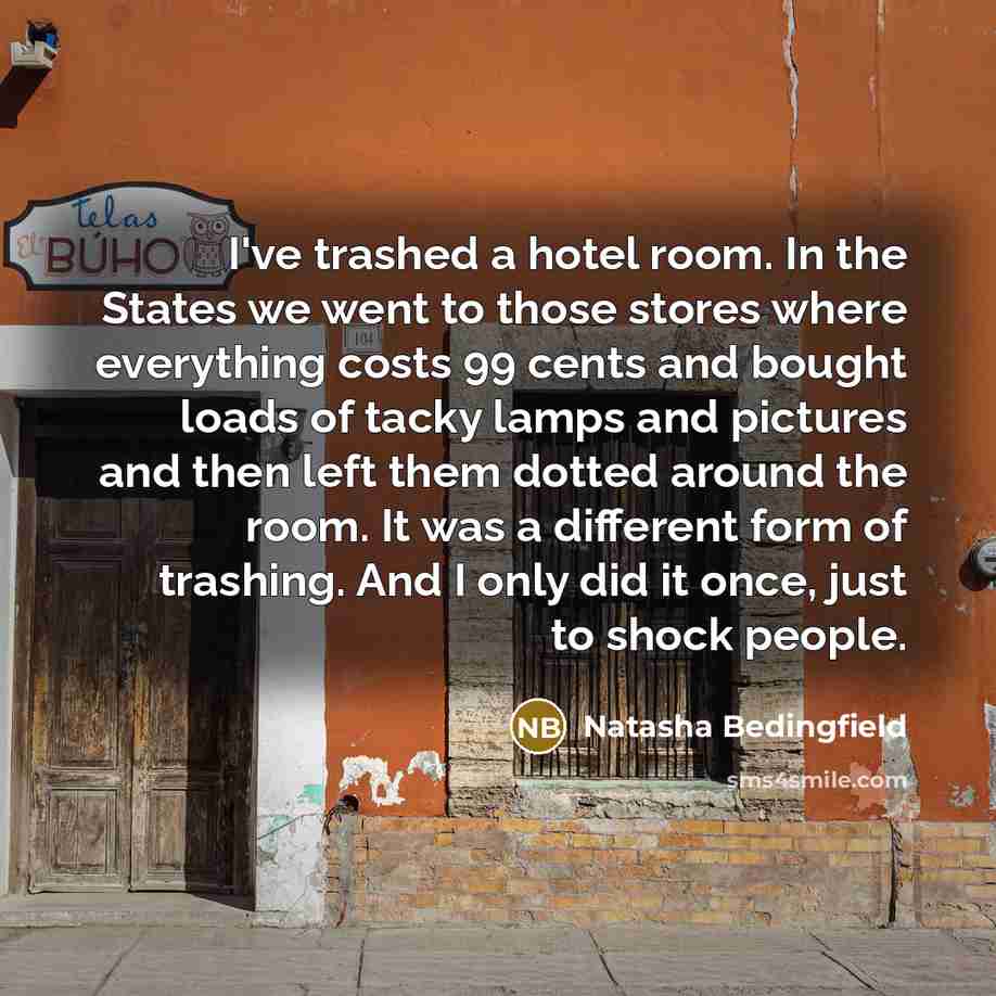 “I've trashed a hotel room. In the States we went…” quote by Natasha Bedingfield