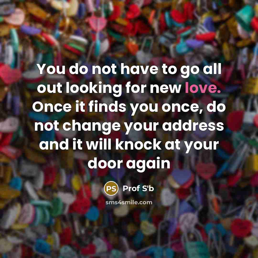 “You do not have to go all out looking for new love. Once it finds you once, do not change your address and it will knock at your door again” quote by Prof S'b