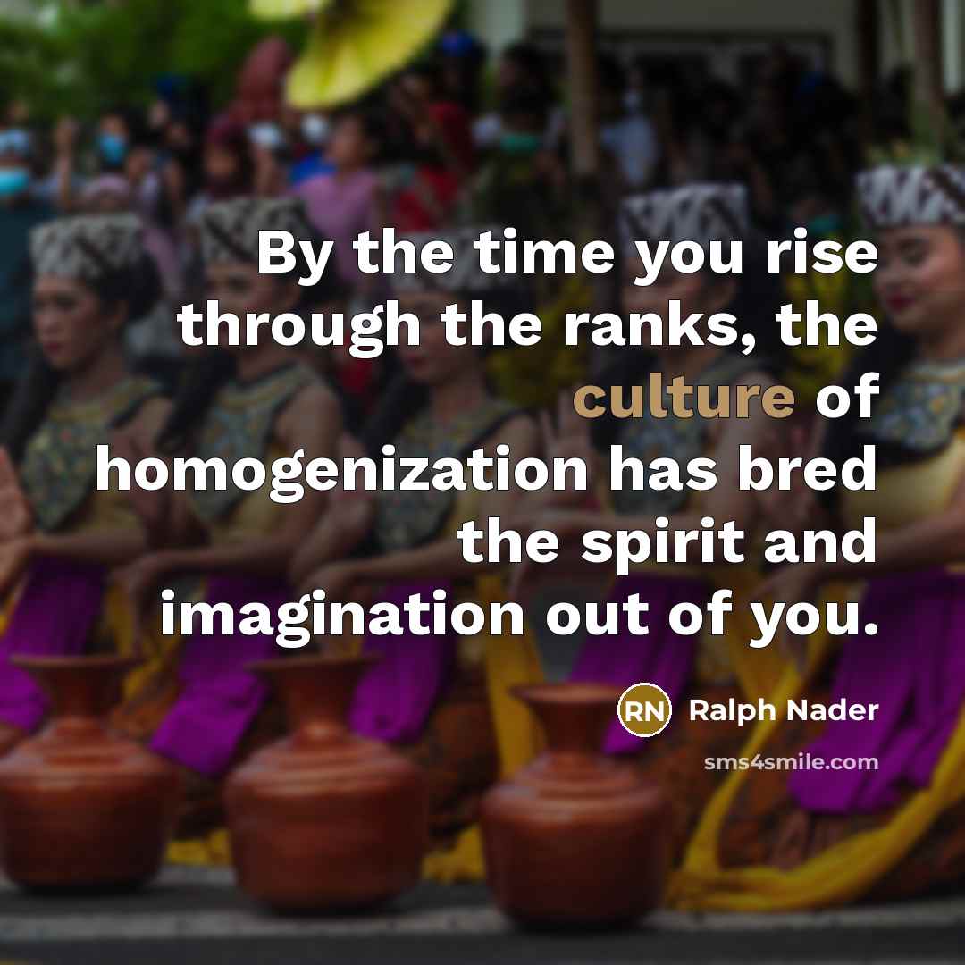 “By the time you rise through the ranks, the culture…” quote by Ralph Nader