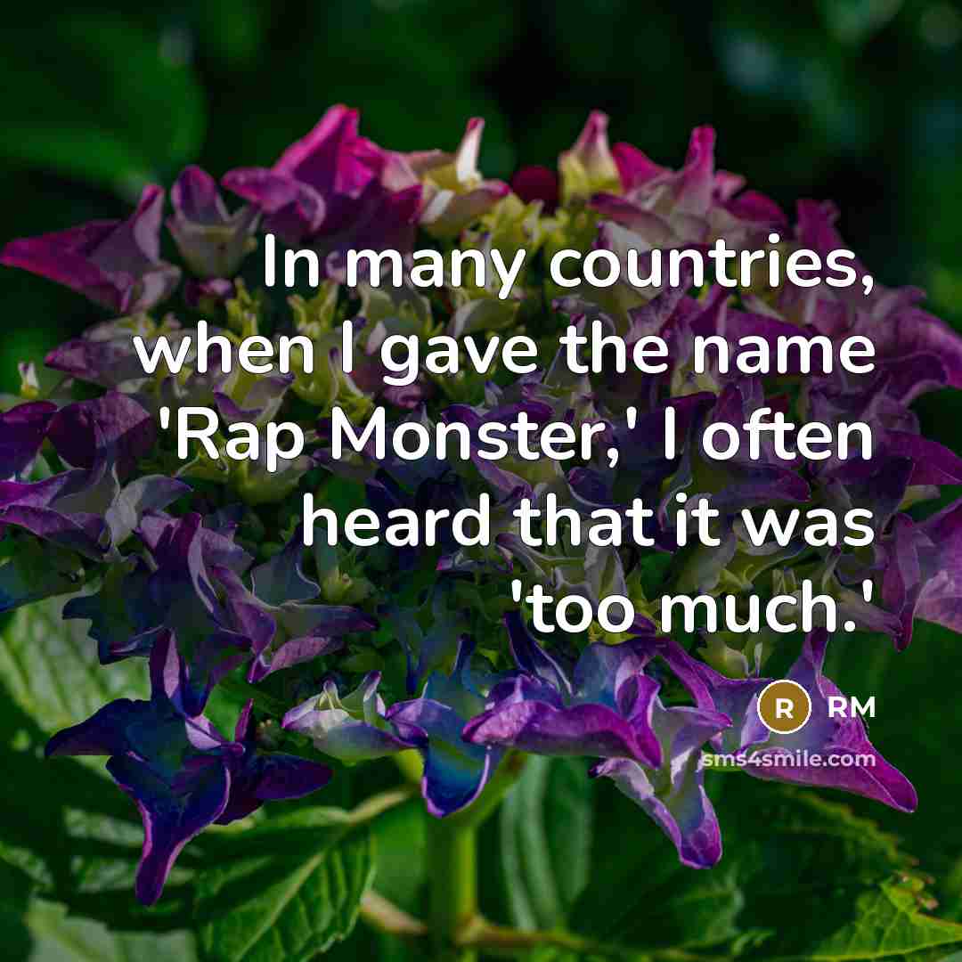 “In many countries, when I gave the name 'Rap Monster,'…” quote by RM