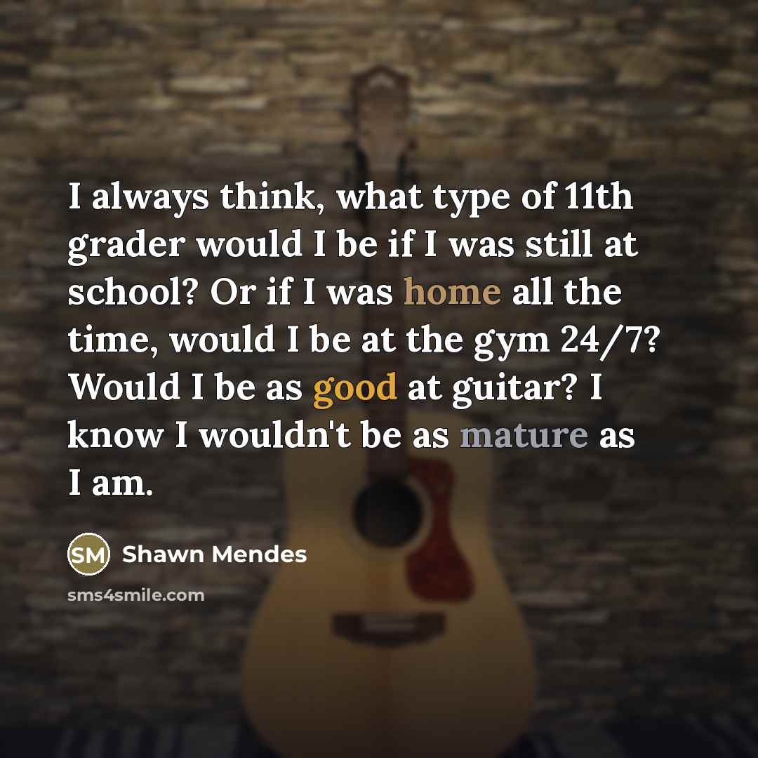 “I always think, what type of 11th grader would I…” quote by Shawn Mendes