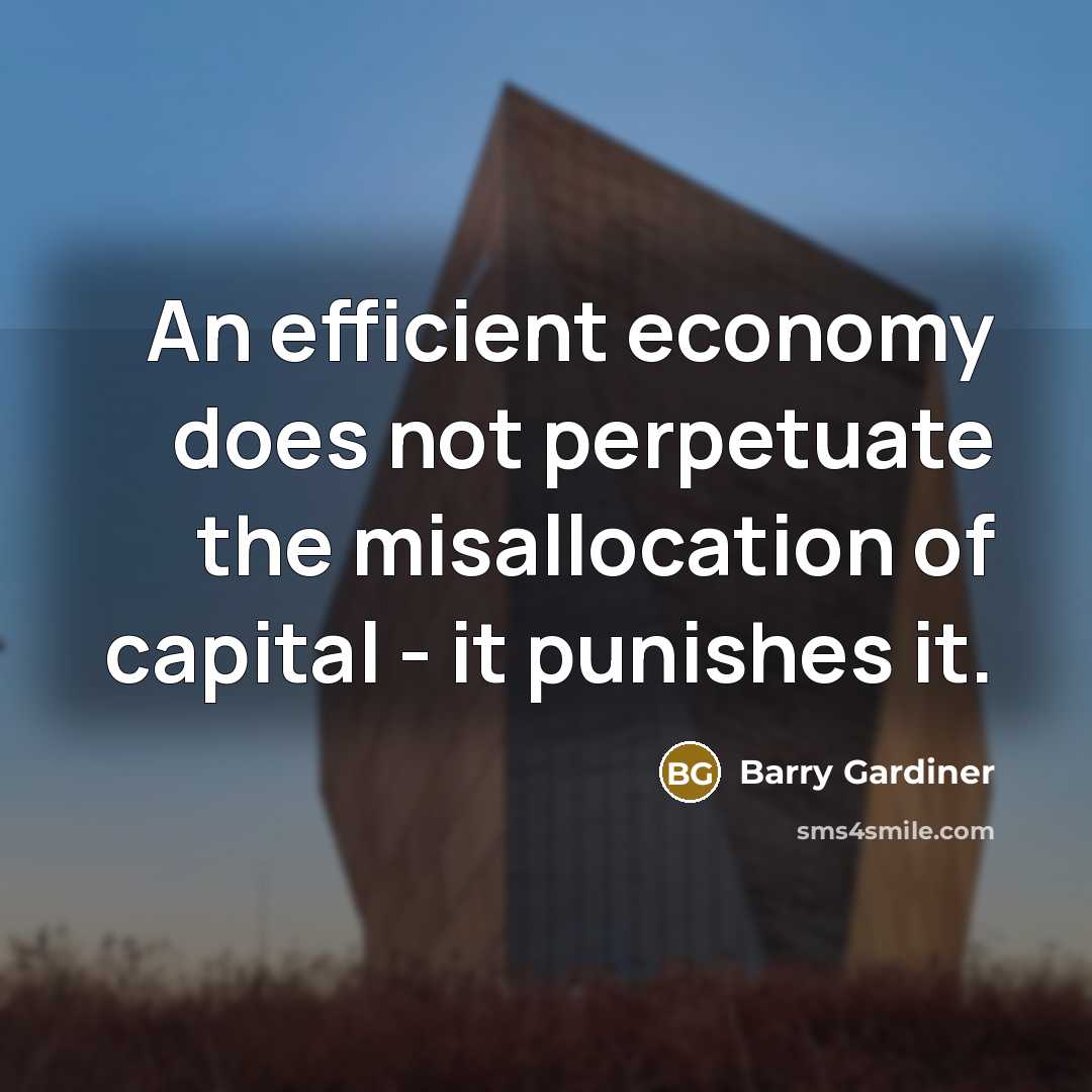 “An efficient economy does not perpetuate the misallocation of capital…” quote by Barry Gardiner