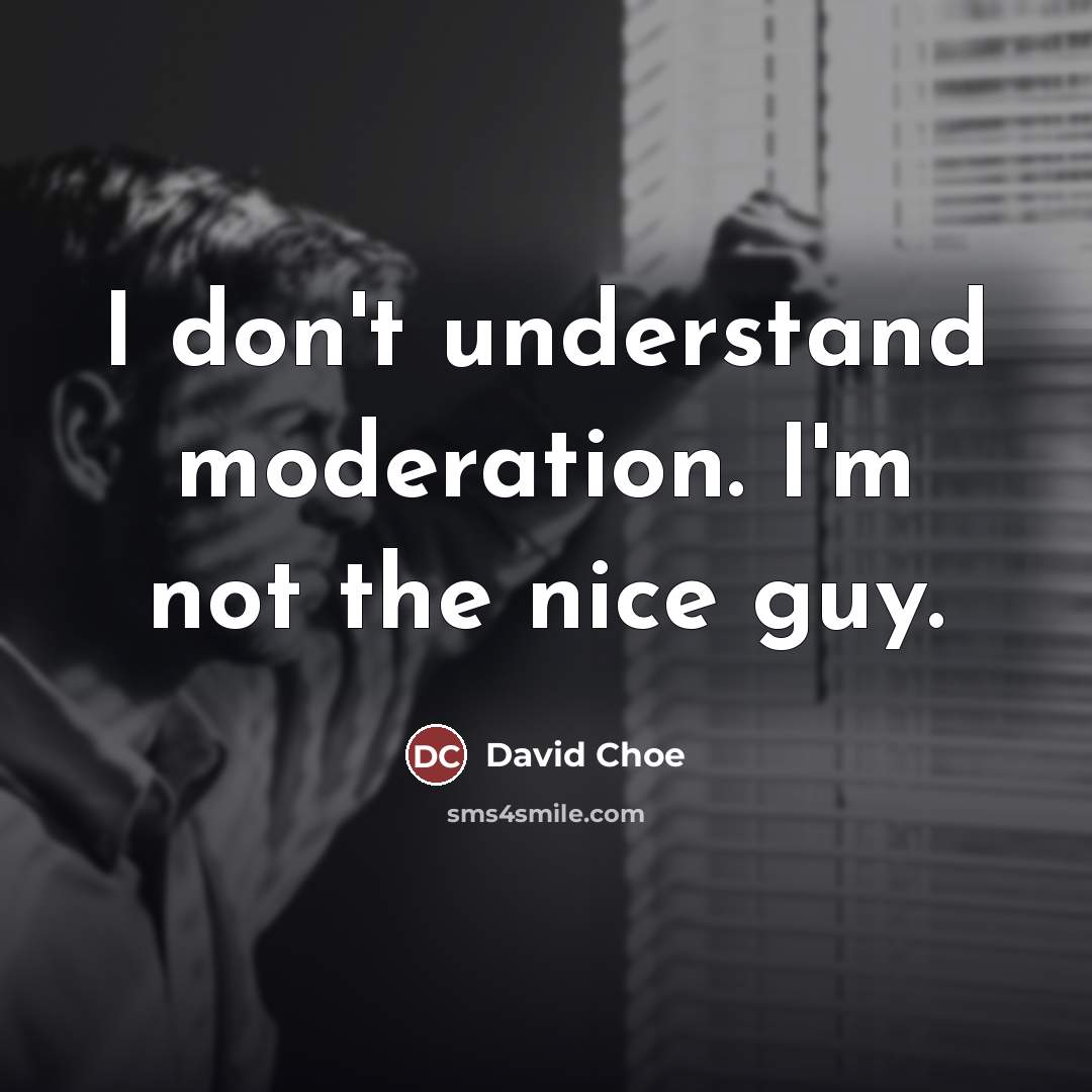 “I don't understand moderation. I'm not the nice guy.…” quote by David Choe