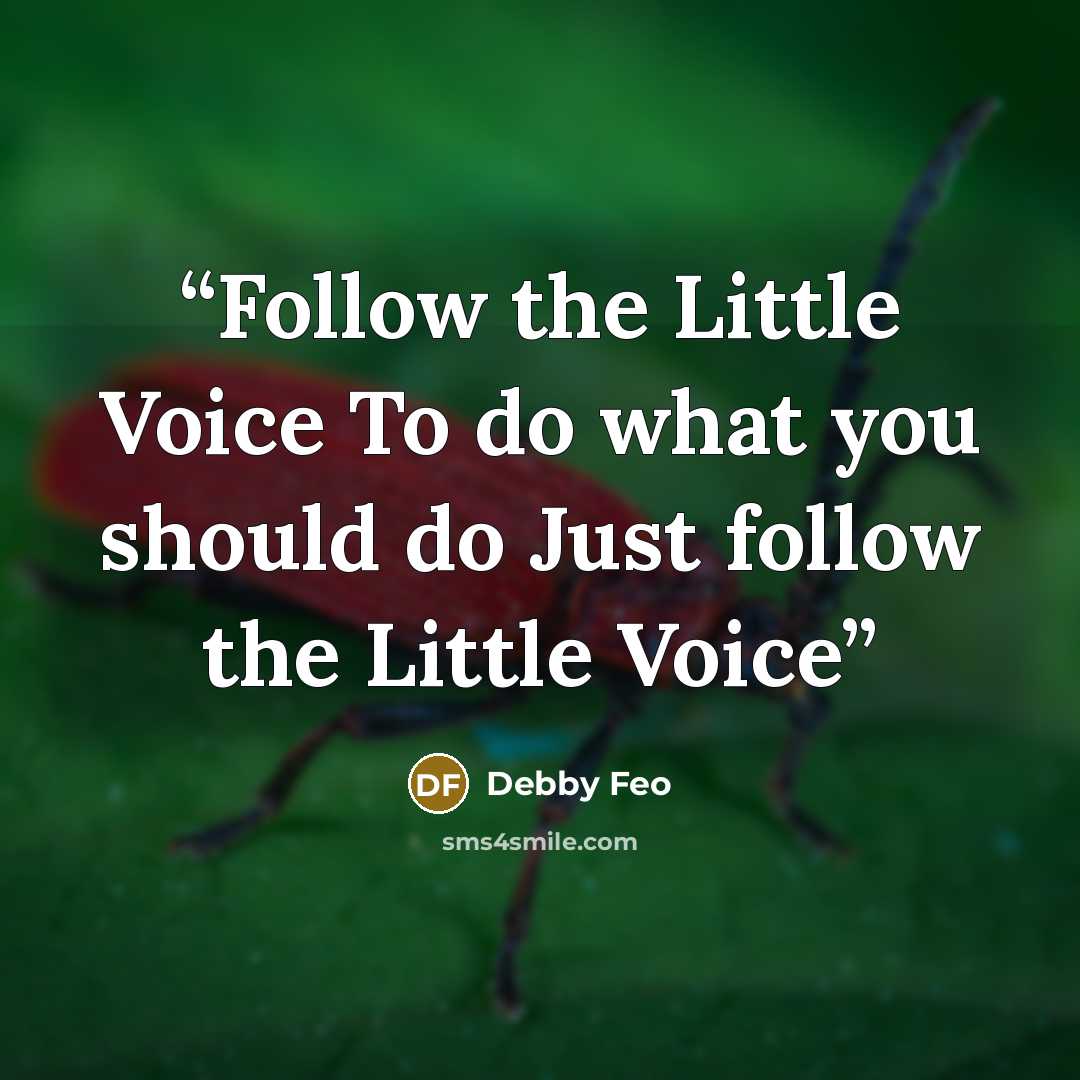 “Follow the Little Voice To do what you should do Just follow the Little Voice” quote by Debby Feo