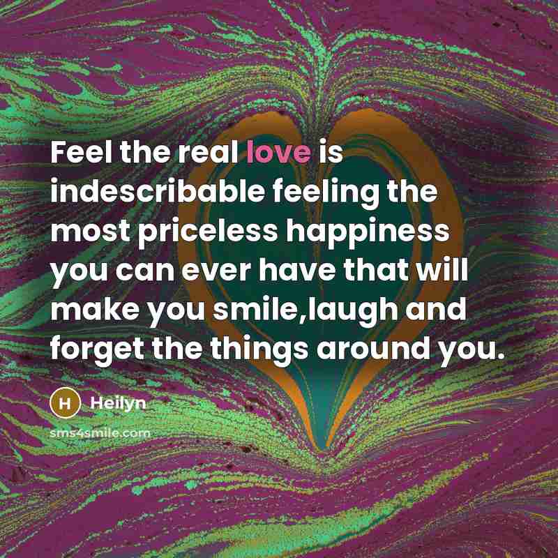 “Feel the real love is indescribable feeling the most priceless…” quote by Heilyn