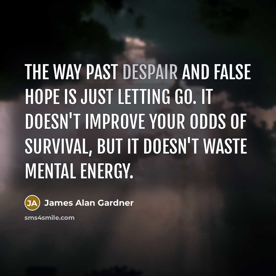 “The way past despair and false hope is just letting…” quote by James Alan Gardner
