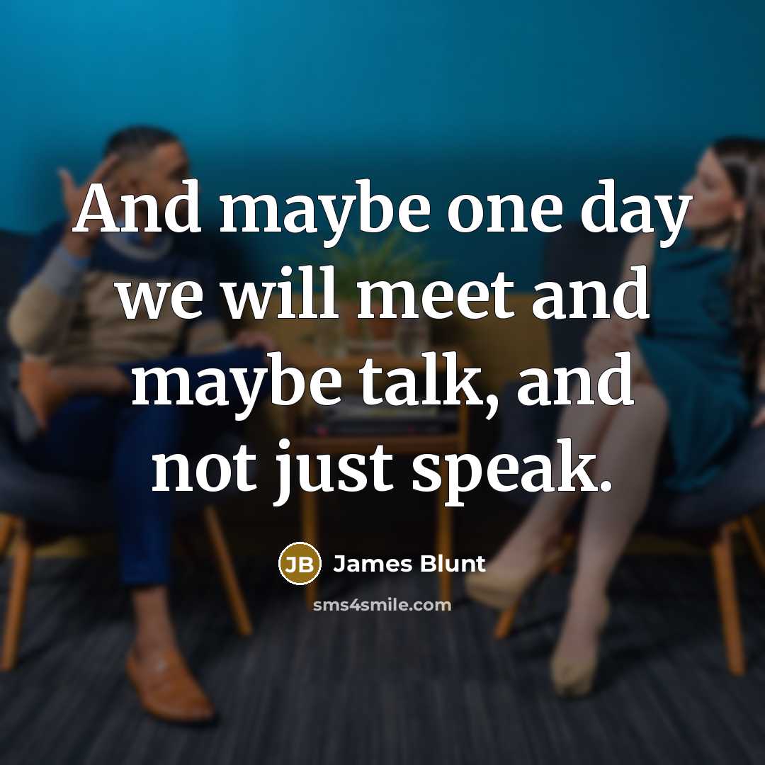 “And maybe one day we will meet and maybe talk, and not just speak.” quote by James Blunt