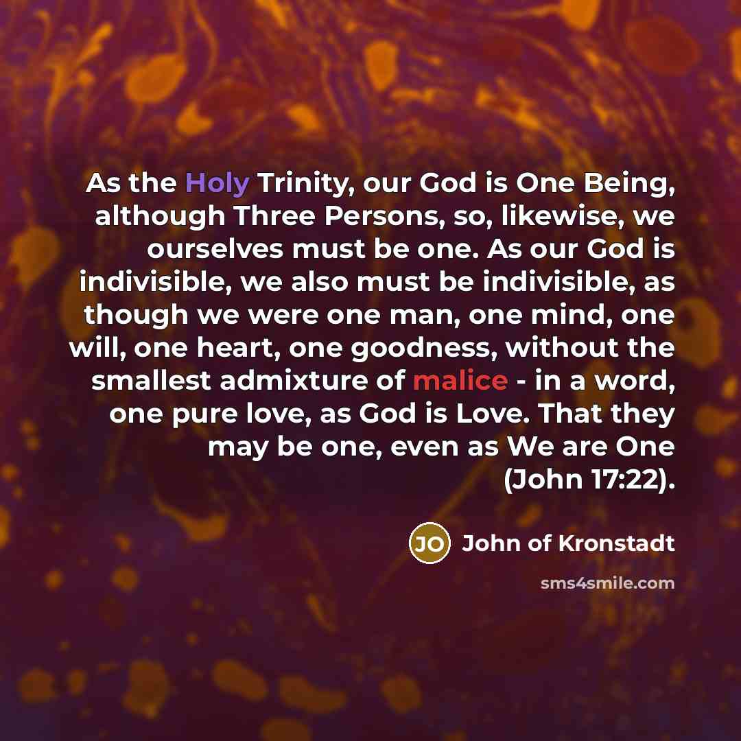 “As the Holy Trinity, our God is One Being, although…” quote by John of Kronstadt