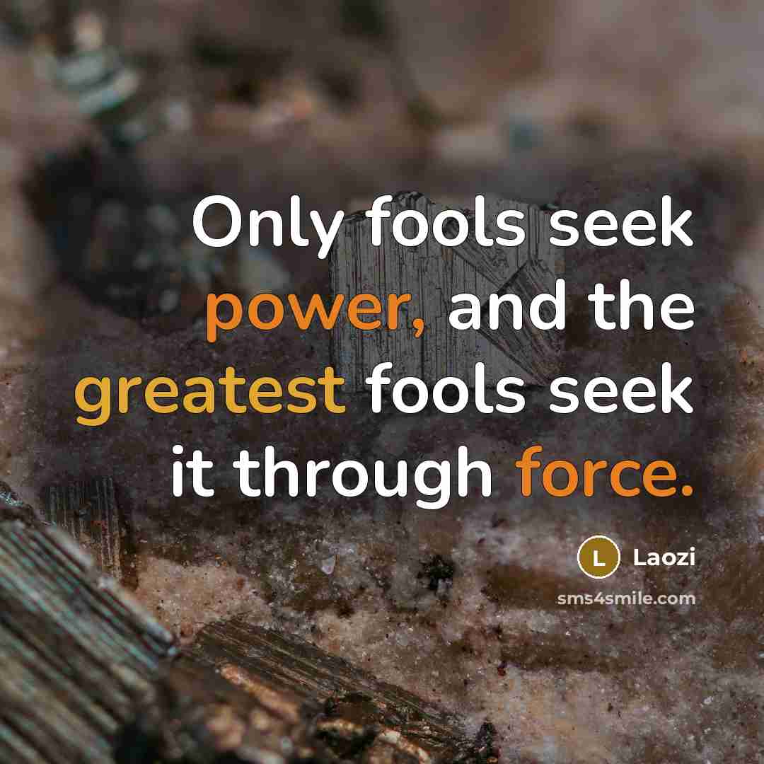 “Only fools seek power, and the greatest fools seek it…” quote by Laozi