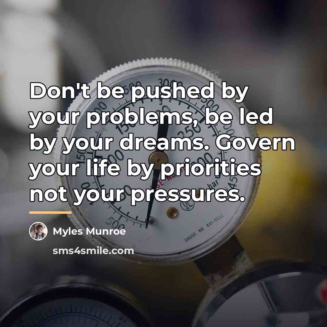 “Don't be pushed by your problems, be led by your…” quote by Myles Munroe