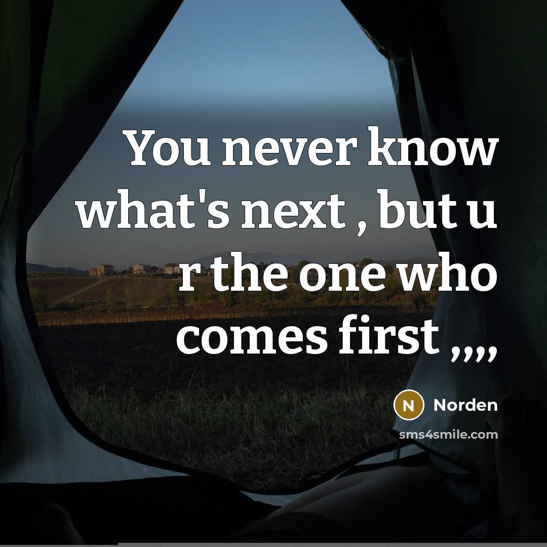 “You never know what's next , but u r the one who comes first ,,,,” quote by Norden