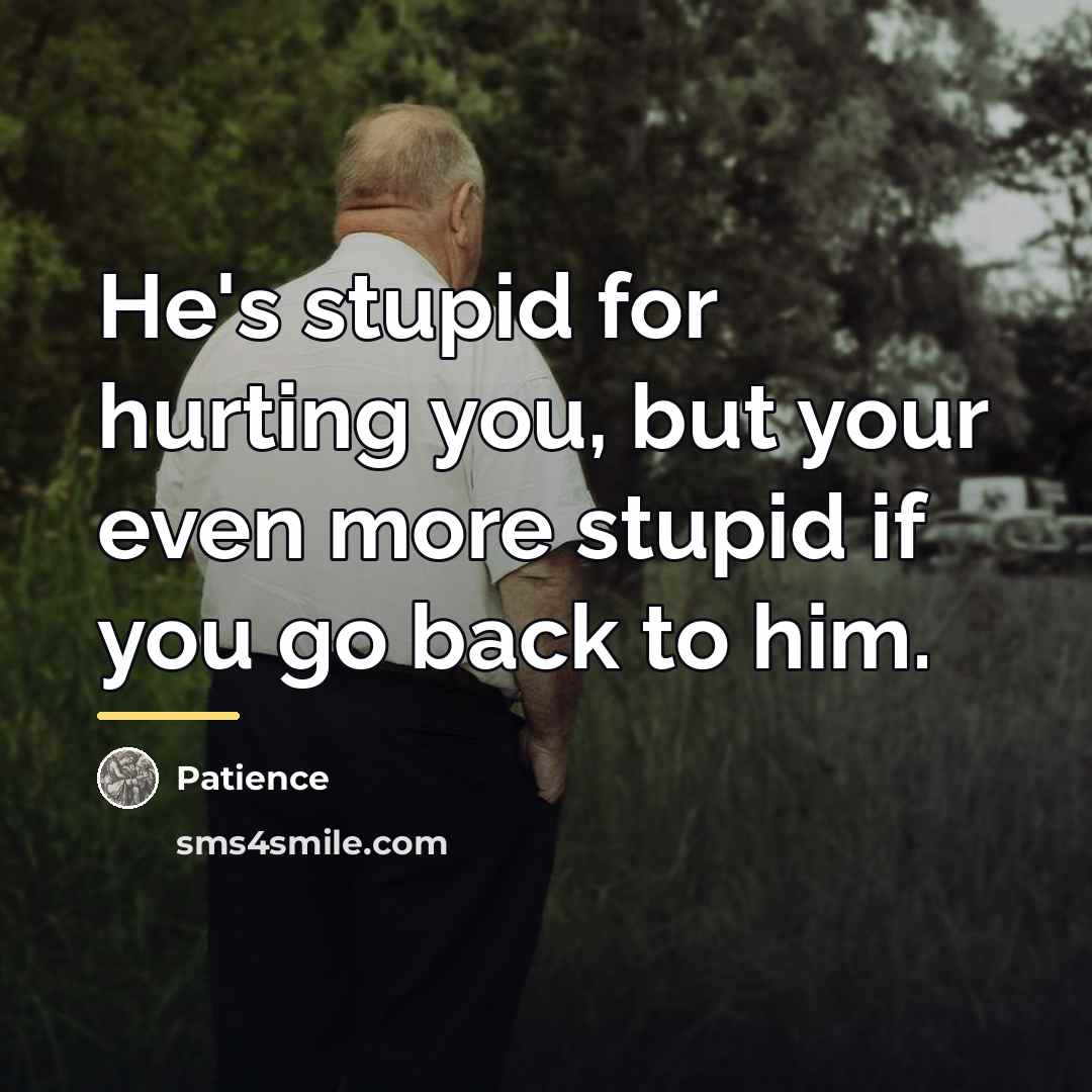 “He's stupid for hurting you, but your even more stupid…” quote by Patience