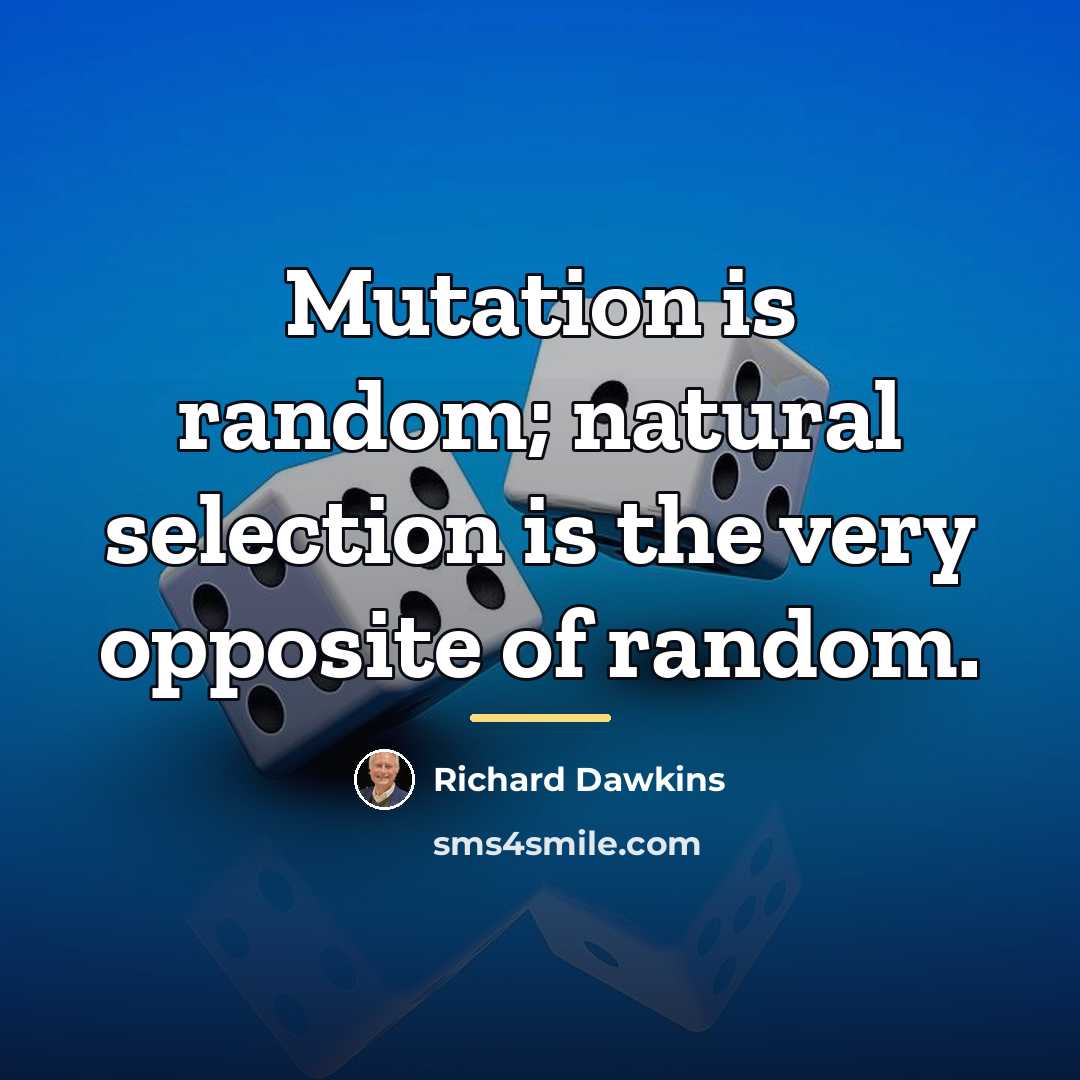 “Mutation is random; natural selection is the very opposite of…” quote by Richard Dawkins