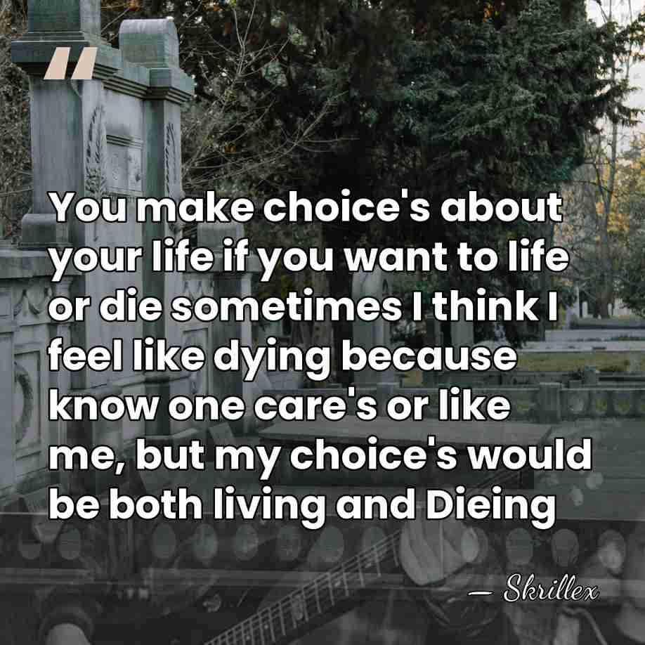 You make choice's about your life if you want to life or&hellip; - Skrillex
