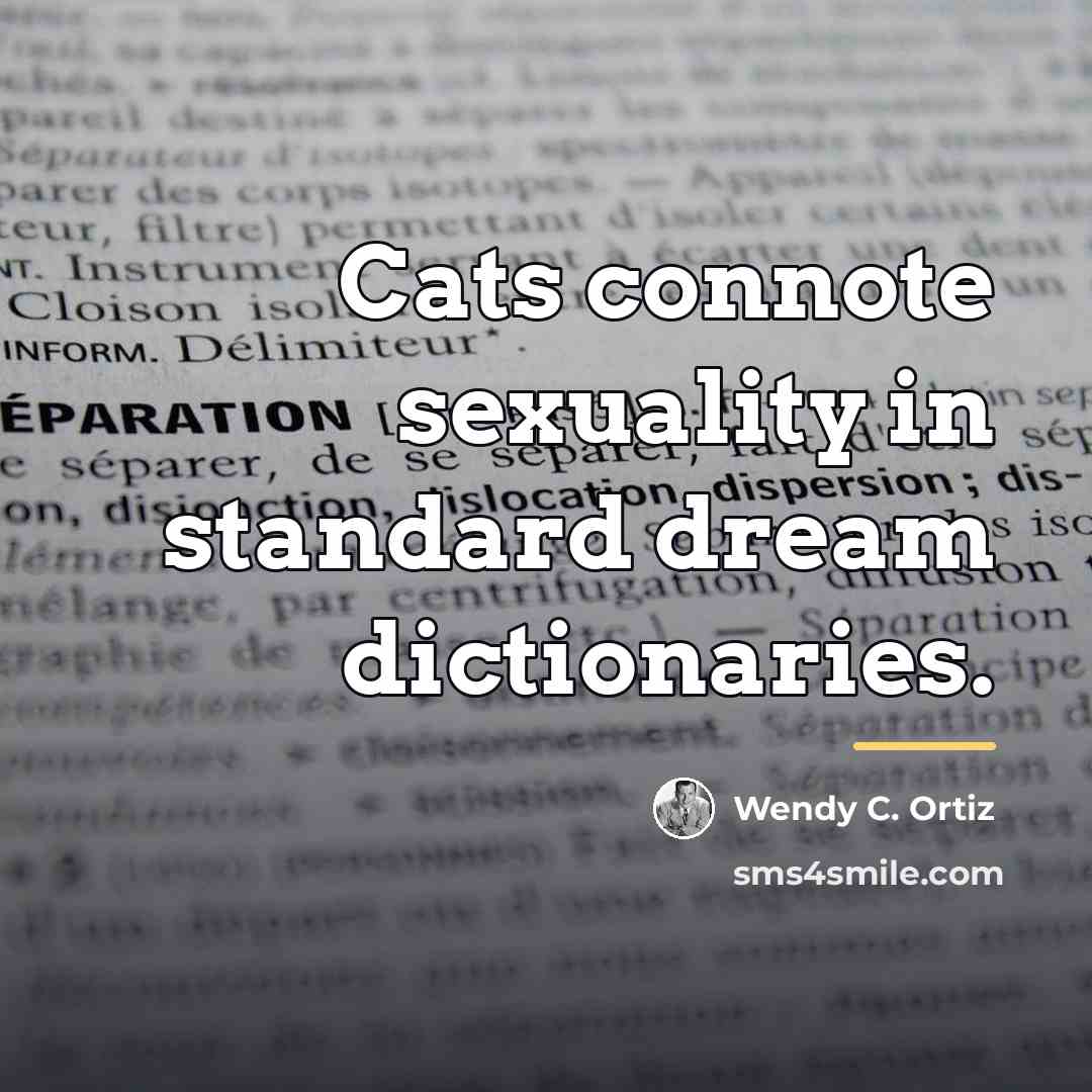 “Cats connote sexuality in standard dream dictionaries.…” quote by Wendy C. Ortiz