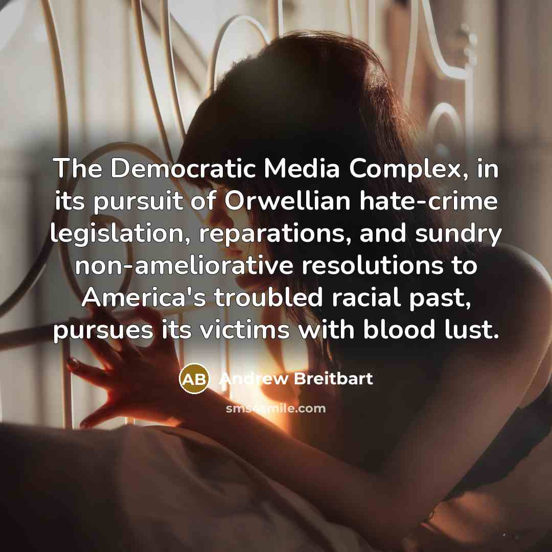 “The Democratic Media Complex, in its pursuit of Orwellian hate-crime…” quote by Andrew Breitbart