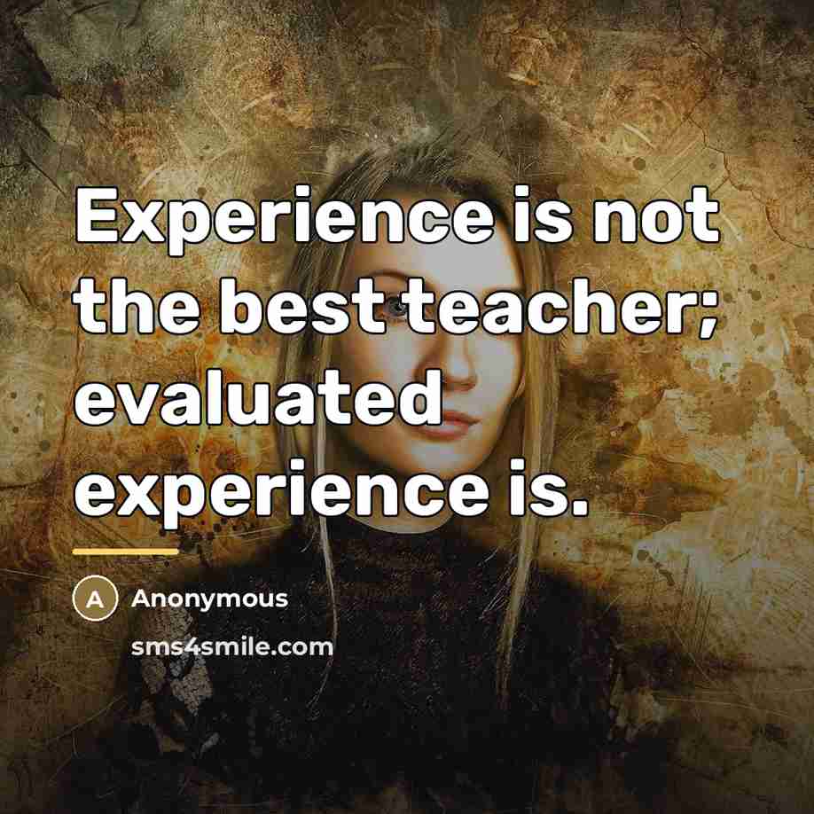 “Experience is not the best teacher; evaluated experience is.…” quote by Anonymous