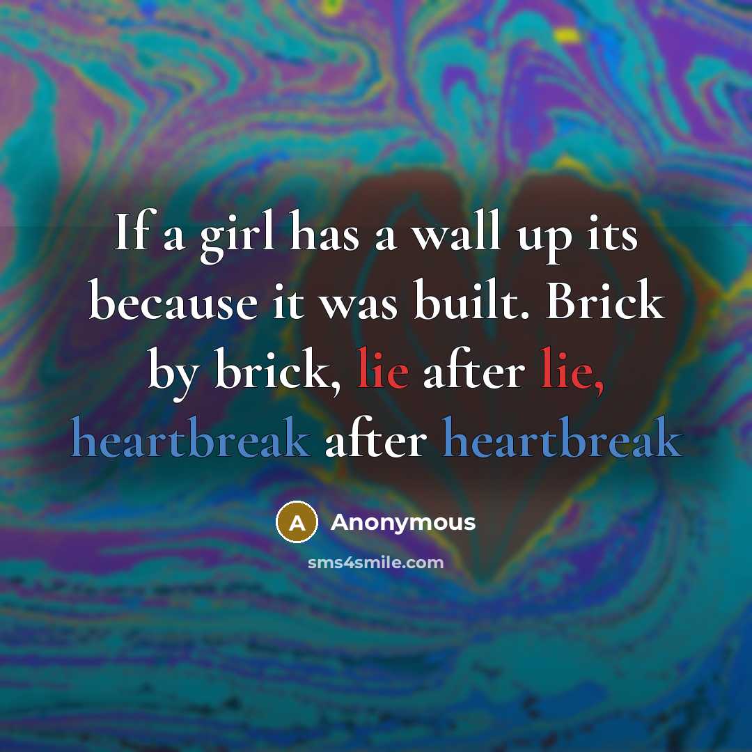 “If a girl has a wall up its because it…” quote by Anonymous