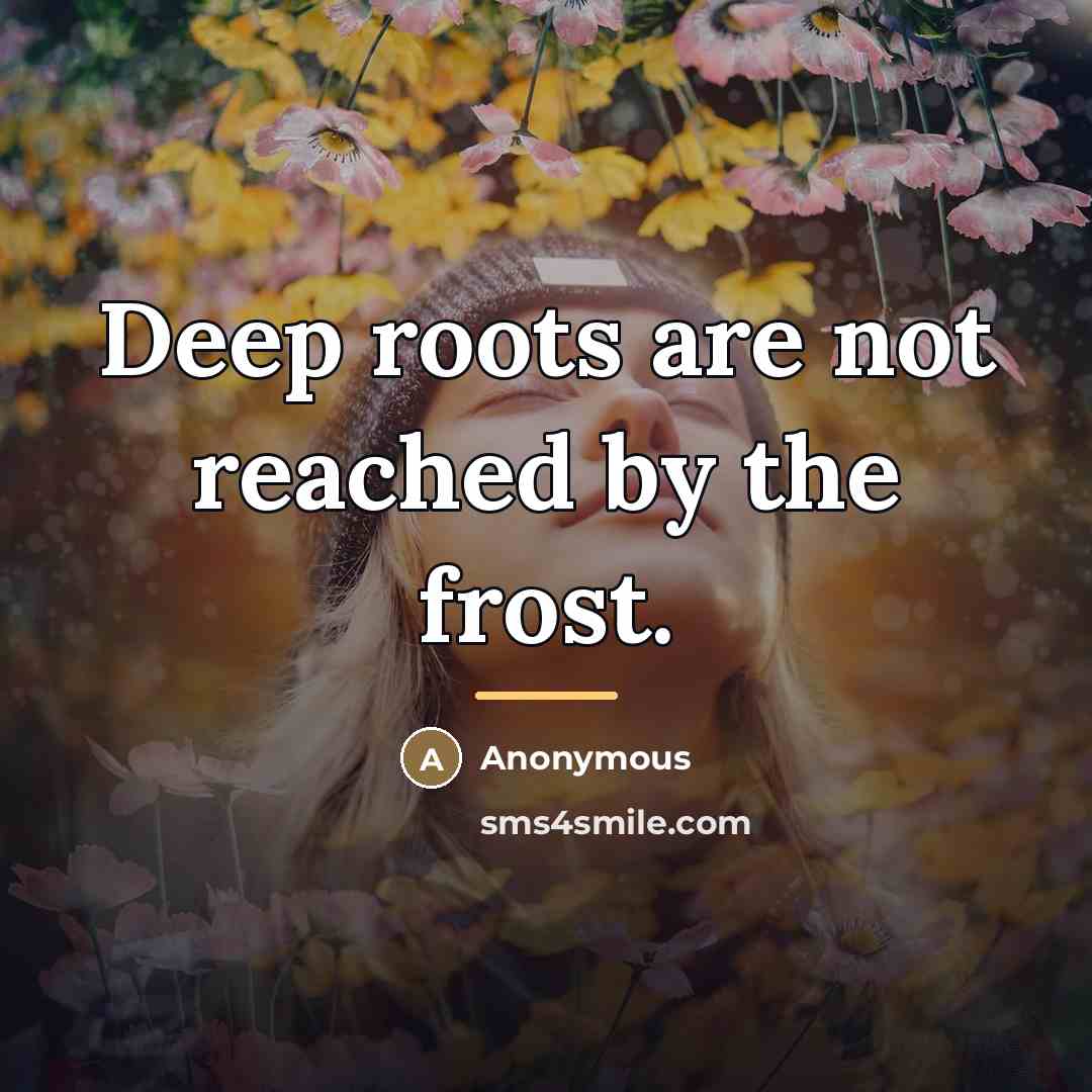 “Deep roots are not reached by the frost.…” quote by Anonymous