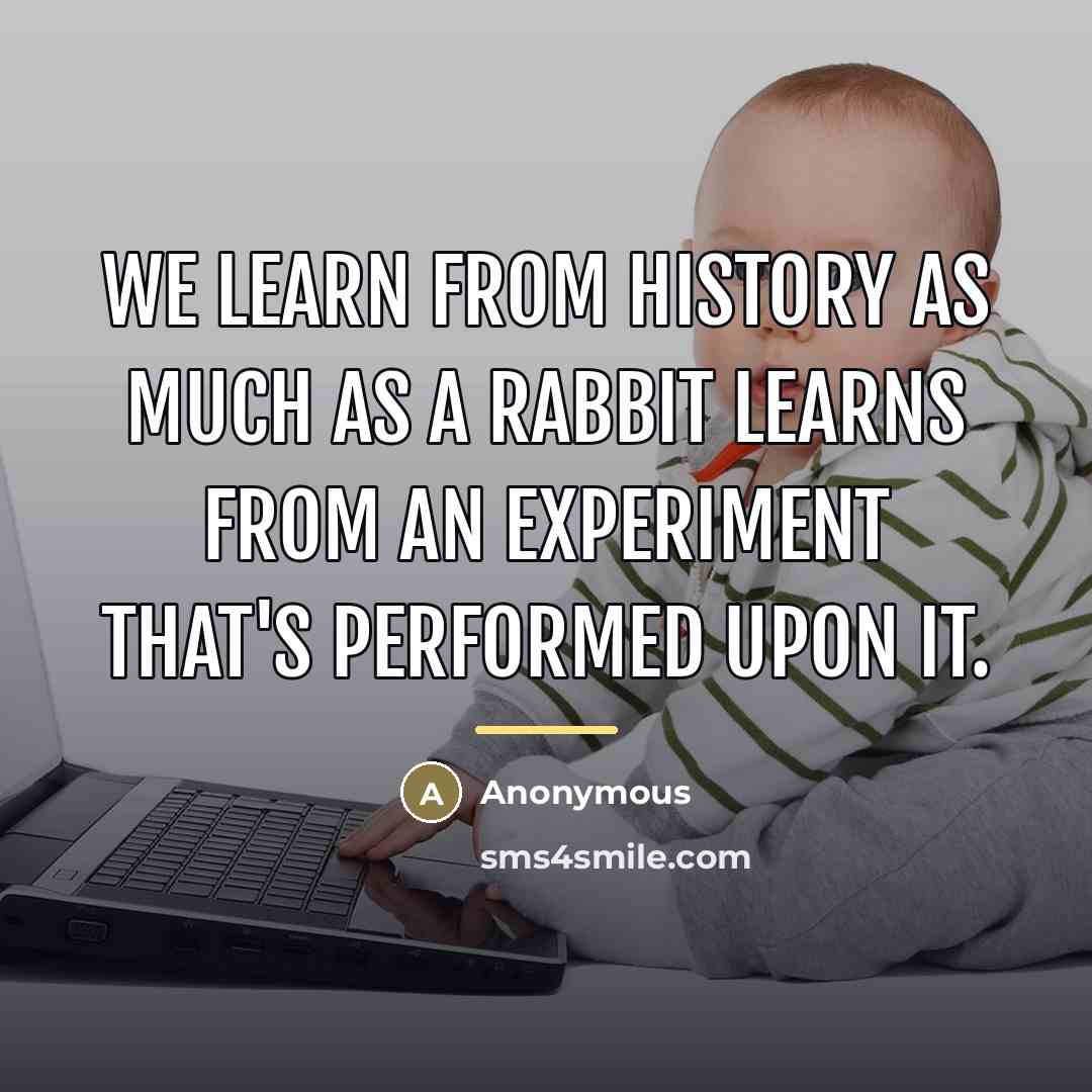 “We learn from history as much as a rabbit learns…” quote by Anonymous
