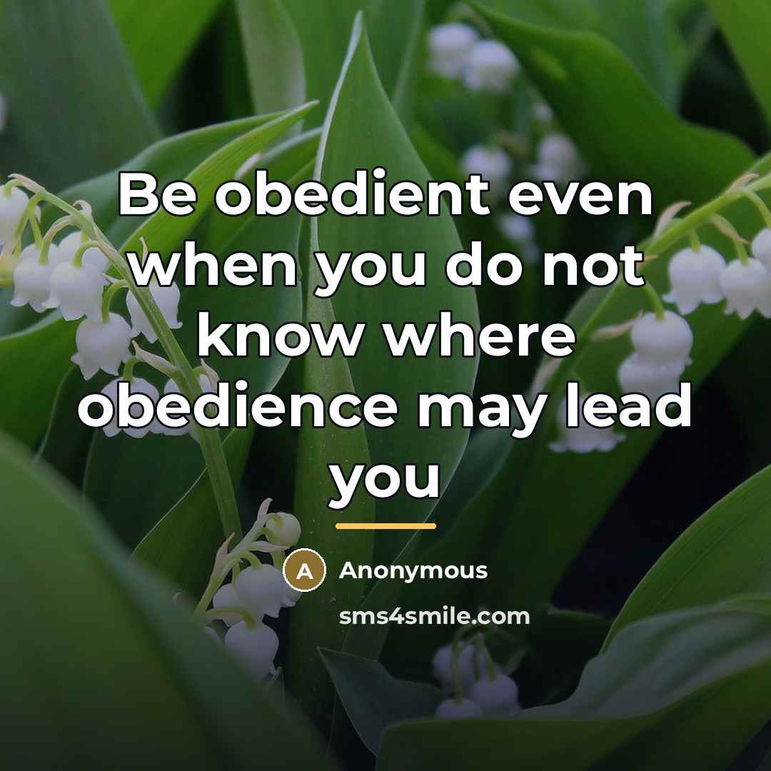 “Be obedient even when you do not know where obedience…” quote by Anonymous