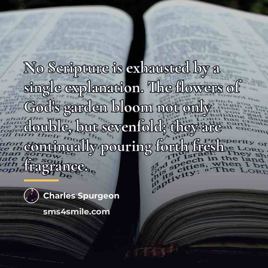 “No Scripture is exhausted by a single explanation. The flowers…” quote by Charles Spurgeon
